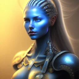 portriate of beautiful blue na'vi warrior, istrice, volumetric lighting, particals, intricate detail,realistc, close up