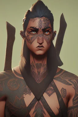 warrior with tribal tattoos