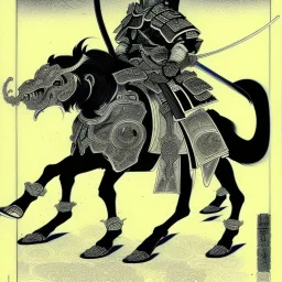 Dibujo de Samurai con estilo de Utagawa Kuniyoshi