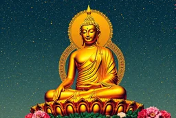 pop art pixels 1000 images golden budha in the style of klimt