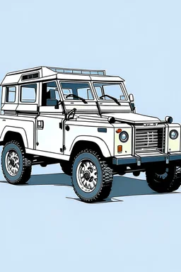 Outline art, full land Rover defender, cartoon style, thick lines, low details, --ar 9:11