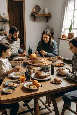 image d’une famille autour d’une table sans nourriture