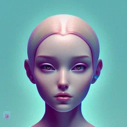 isometric clean art of super weird girl, soft lighting, soft blue pastel gradients, high definition, 3d icon clay render, blender 3d