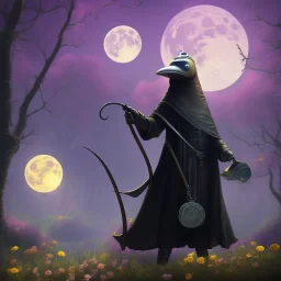 A Plague Doctor (AND) a Mouse run on the moon while expanding their minds with psychedelic mushrooms by Pixar and Dreamworks