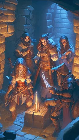 rpg group in a dungeon