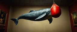 whale as punching bag, painted by Rembrandt, inside mirror house