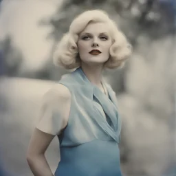 Jean harlow, blue, autochrome