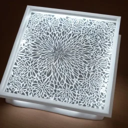 a papercut lightbox with LEDs,scenic white paper, simple, centered