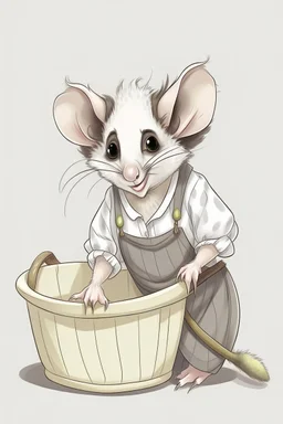 A drawing of a possum in a maid outfit