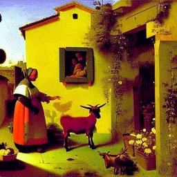 Flowers and goats bright colors Italy by Vermeer