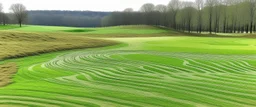 A gray golf course field painted by Frank Lloyd Wright