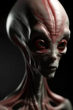 Alien Lady with red skin and white facial markings