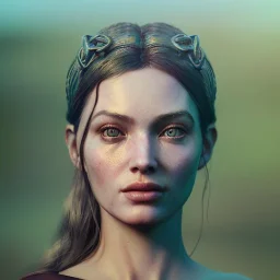 analog style, Celtic goddes, portrait, simmetric eyes, realistic photo