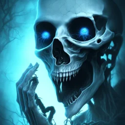 horror ghost blue background