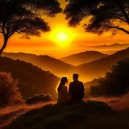 Whispers of the Heart a couple with sunrise in the hills