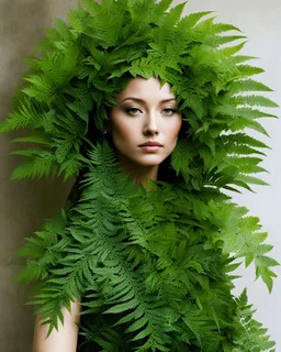 a woman made of fern leaves