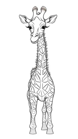 outline art for cute giraffe coloring pages, white background, sketch style, full body, only use outline, clean line art, white background, no shadows and clear and well