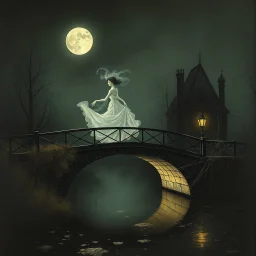 THE GHOST IS STILL DANCING AT NIGHT ON THE OLD COUNTRY BRIDGE. . Leonor Fini. Fiona Staples