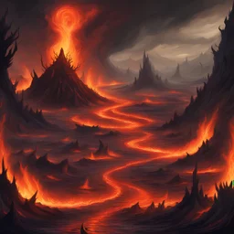 The Burn is a volcanic wasteland dominated by rivers of lava and the iron citadels full of Dagon's legions, in nightmare fuel art style