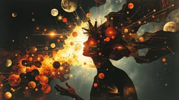 collage, double exposure, in space they can't hear you scream, dave mckean, inspired by zdzislaw beksinski's nightmare paintings, wassily kandinsky, head exploding, headache, hd photography, explosion of thoughts