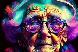 very old woman psychedelic image