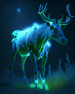 bioluminescent herbivore ungulate creature, 8k resolution, photorealistic, ultra detailed