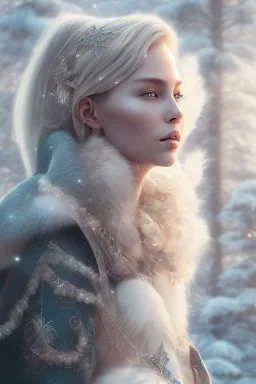 Wintertime Wonderland a Beautiful Hyperrealistic Digital Graphic in the Style of Charlie Bowater Julia Fox Monica Lee and Camilla D'Errico