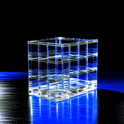 Studio photo of a non-existent product resembling a building brick made of glass, for use in an e-shop.