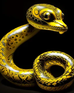 A yellow light elemental snake designed in Mehndi design painted by Peter Carl Faberge