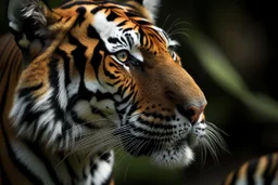 tigre qui observe en louchant un papillon posé sur son nez