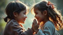 Beautiful happy telepathic young boys and girls playing together, finesse, devotion, serendipity, best friends, exquisite composition, beauty, magic, fantasy, close foreground detail, beautiful intricate insanely detailed octane render, 16k artistic photography, photorealistic concept art, soft natural volumetric cinematic perfect light, chiaroscuro, award-winning photograph, masterpiece