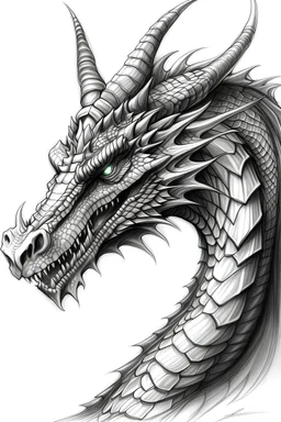 pencil drawn dragon head