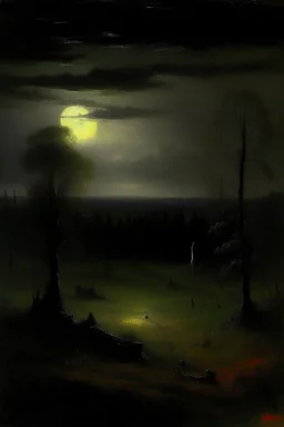 A black nightmare realm painted by George Inness