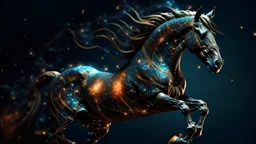 Powerfull Horse , Zodiac Cosmic Background, 8K High Quality,