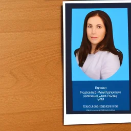 full view of a realistic government-issued card with photo of person, blue color palette, transparent background.