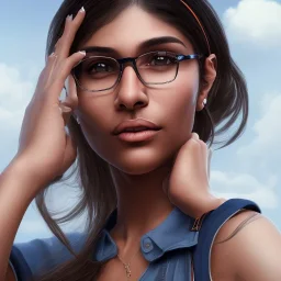 just one people, perfect realistic "mia khalifa" american actress, full boby, realistic, 4k, render, texture