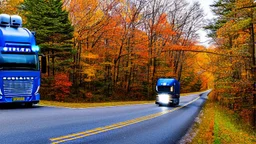 A police Tesla Cybertruck is chasing a Tesla 'Model S Plaid' at top speed, across the 'Great Smoky Mountains' National Park, in Tennessee. CINEMATIC. WIDE ANGLE LENS. PHOTO REAL.