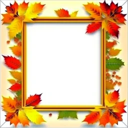 Square frame in autumn colors on a light background to remove