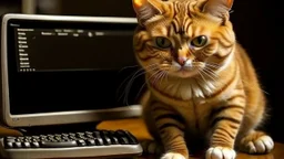 very clever cat with computer mouse. Make the cat smaller