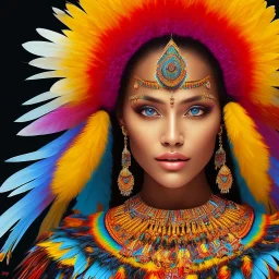 bright indigenous, beautiful portrait, flowery landscape