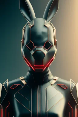 MCU Portrait, Front image, cyberpunk rabbit woman, mask, black red color, latex suit, photo studio, highly detailed, concept art, smooth, unreal engine 5, god rays, ray tracing, RTX, lumen lighting, ultra detail, volumetric lighting, 3d, finely drawn, high definition, high resolution.