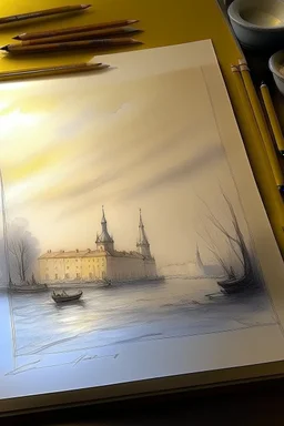 deseneaza un sketch color dupa modelul uni tablou de ayvazovsky