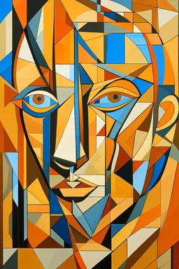 Futurism cubist painting, portrait face of fashion designer Paul Smith.