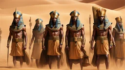 Pharaoh soldiers emerge from inside leather bags