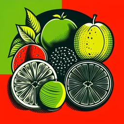 fresh fruit, line bold
