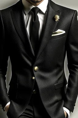 Man's blazer black jacket with brilliant cufflinks