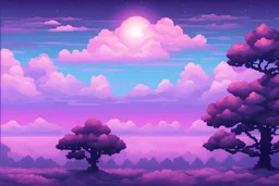 Symmetric Purple SKY WITH CLOUDS BACKGROUND Pixel Art