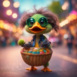 Jo Biden as hairy groove funk duck gremlin hippie holding disco ball like a basket ball,bokeh like f/0.8, tilt-shift lens 8k, high detail, smooth render, down-light, unreal engine