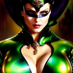 portrait 'beautiful Sexy Busty CatWoman',crystal clear green eyes,painting by gaston bussiere, greg rutkowski, yoji shinkawa, yoshitaka amano, tsutomu nihei, donato giancola, tim hildebrandt, oil on canvas, cinematic composition, extreme detail,fit full head inside picture,32k