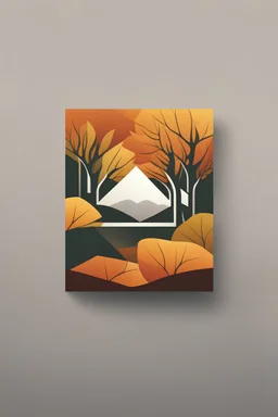 square logo , landscape with leaf fall